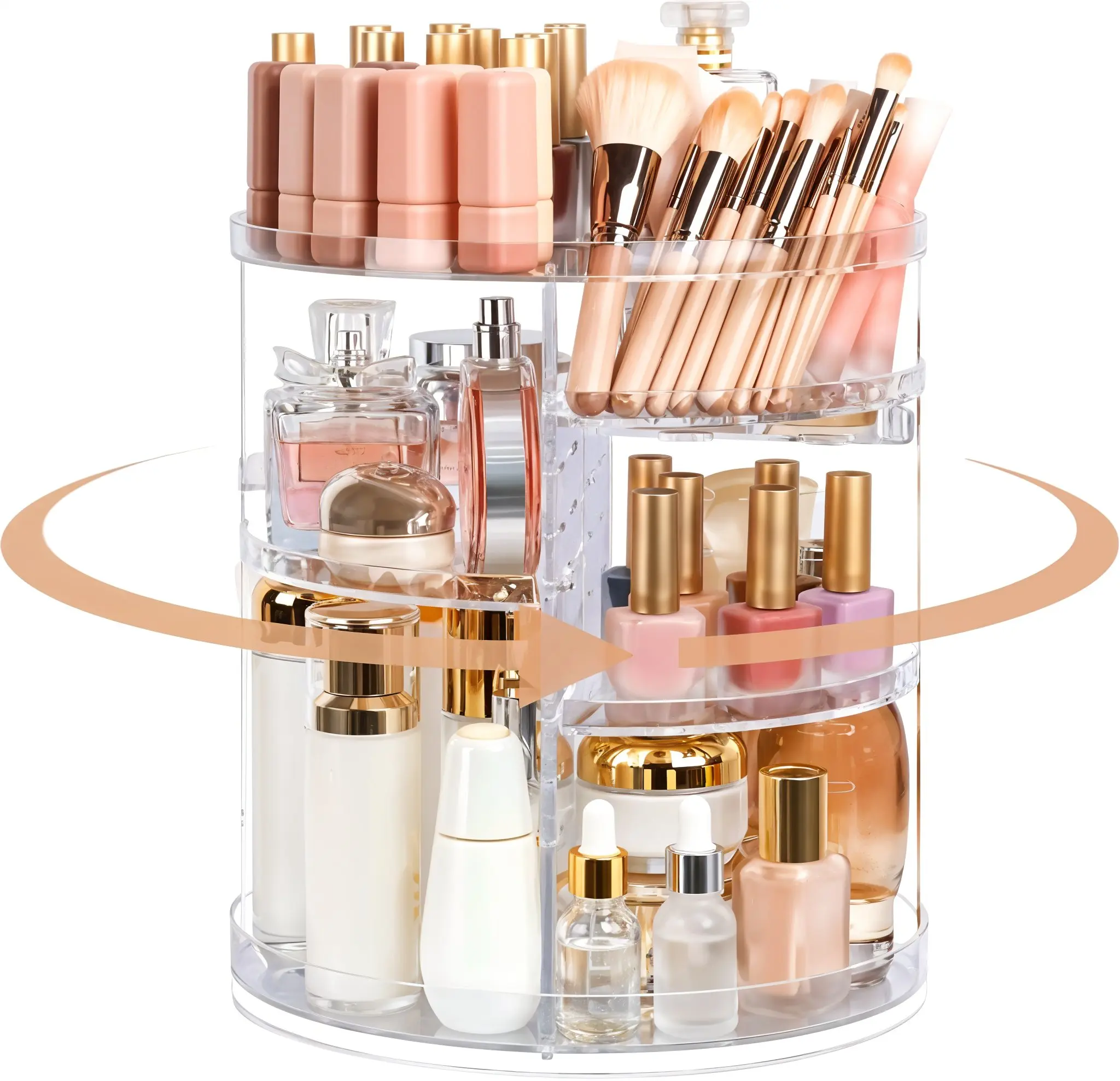 Makeup Organizer Rotating Large Capacity 360 Makeup Carousel with Brush Compartment Clear Skincare Cosmetic Spinning Organizer with 7 Layers for Countertop Vanity Bathroom Bedroom Boxes makeuporganizer storage organizer jewelry organizer makeup organizer