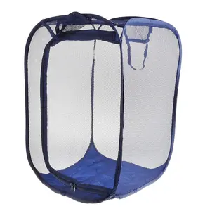 Two Way Pop-up Mesh Laundry Hamper - Blue, Suitable for Bedroom, Dorms & Laundry Room, All Ages
