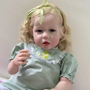 Reborn Baby Dolls 28 inch 70cm Vinyl Reborn Toddler Baby Doll Blonde Hair Realistic Lifelike Looking Newborn Dolls for Age 3+ Softly Rounded Cheeks Sparkling Eyes Weighted for Real Feel Unique Baby Girl Hand Rooted Fiber Hair Set Accessories