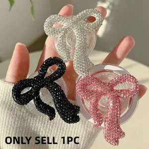 Bow Phone Grip Stand, Magnetic Grip, Creative Colorful Rhinestone Butterfly, Luxury Glue Ring Holder, Valentine's Day Gift