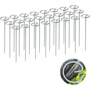 100 count Circle Top Landscape Staples, 11 Gauge Landscape Fabric Pins, Not Easy to Bend 6 inch Galvanized Landscape Fabric Stakes, Garden Stakes for Landscaping, Heavy Duty Ground Stakes