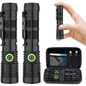 Rechargeable Flashlight High Lumens 2 Packs, High Lumens Super Bright Flash Light, Long-Range Zoomable LED Flashlights for , EDC, Searching,  Flashlight Dimmable