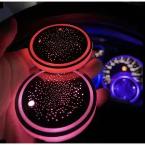 2PCS/4PCS LED Cup Holder Lights for Car, Rechargeable 7 Color-Changing Light Up Cup Holder Insert Coasters, Car Accessories for Teens Vehicle