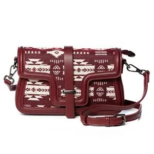 Nu Trendz Southwest Crossbody Bag for Women PU Leather Shoulder Handbag with RFID Blocking 2 Straps Aztec Design Compact Travel Purse