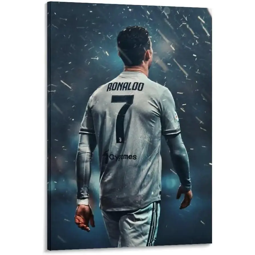 Ronaldo poster Canvas Framed 12x18 inches Soccer Star for Boys Bedroom Walls Wall Poster Motivational posters for room aesthetic Decor Gifts Colorful Ornaments Decoration Artistic