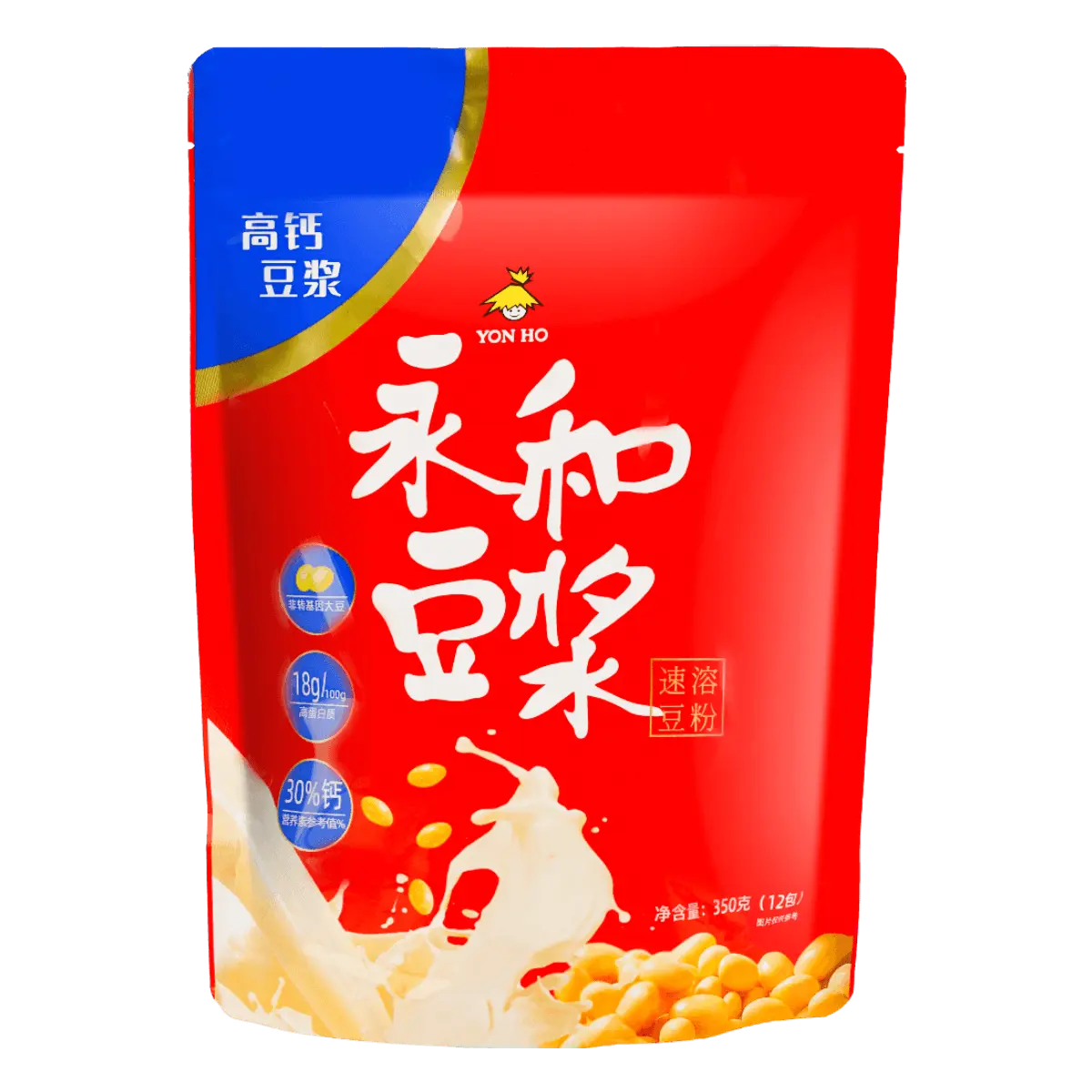 YONHO Soy Milk Powder - High Calcium, Multi-Vitamin, Non-GMO Soybeans, 348g (12 Packets)