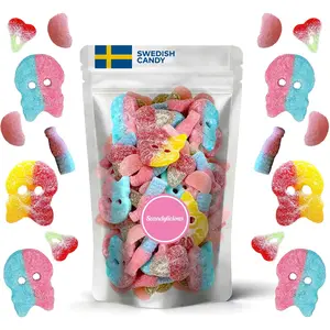 Swedish Candy Sour Pick & Mix - Includes Bubs Skulls - 1LB Assorted Authentic Gummy Sweets from Sweden (1 Pounds)