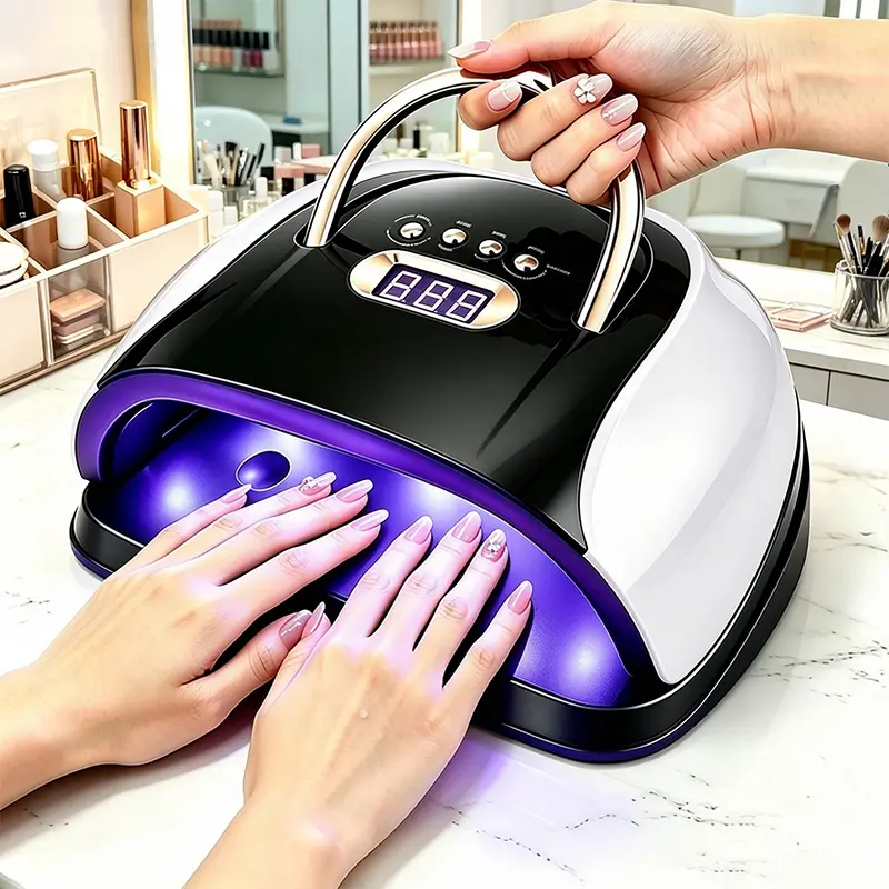 Portable UV Nail Lamp 256W Light Dryer for Gel Nails, UV LED Nail Lamp with Automatic Sensor & 4 Timers Drying