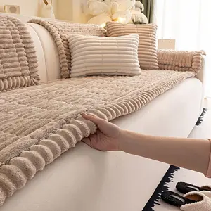 Warm & Soft Plush Sofa Cushion, Machine Washable Pet Protector, Dust-Proof & Stain-Resistant for 1/2/3/4-Seater Living Room Sofas