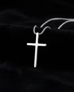 Unisex Cross Necklace Stainless Steel, Minimal Christian Faith Pendant Chain men's Jewelry Gift captain steel necklace spicy men accessories