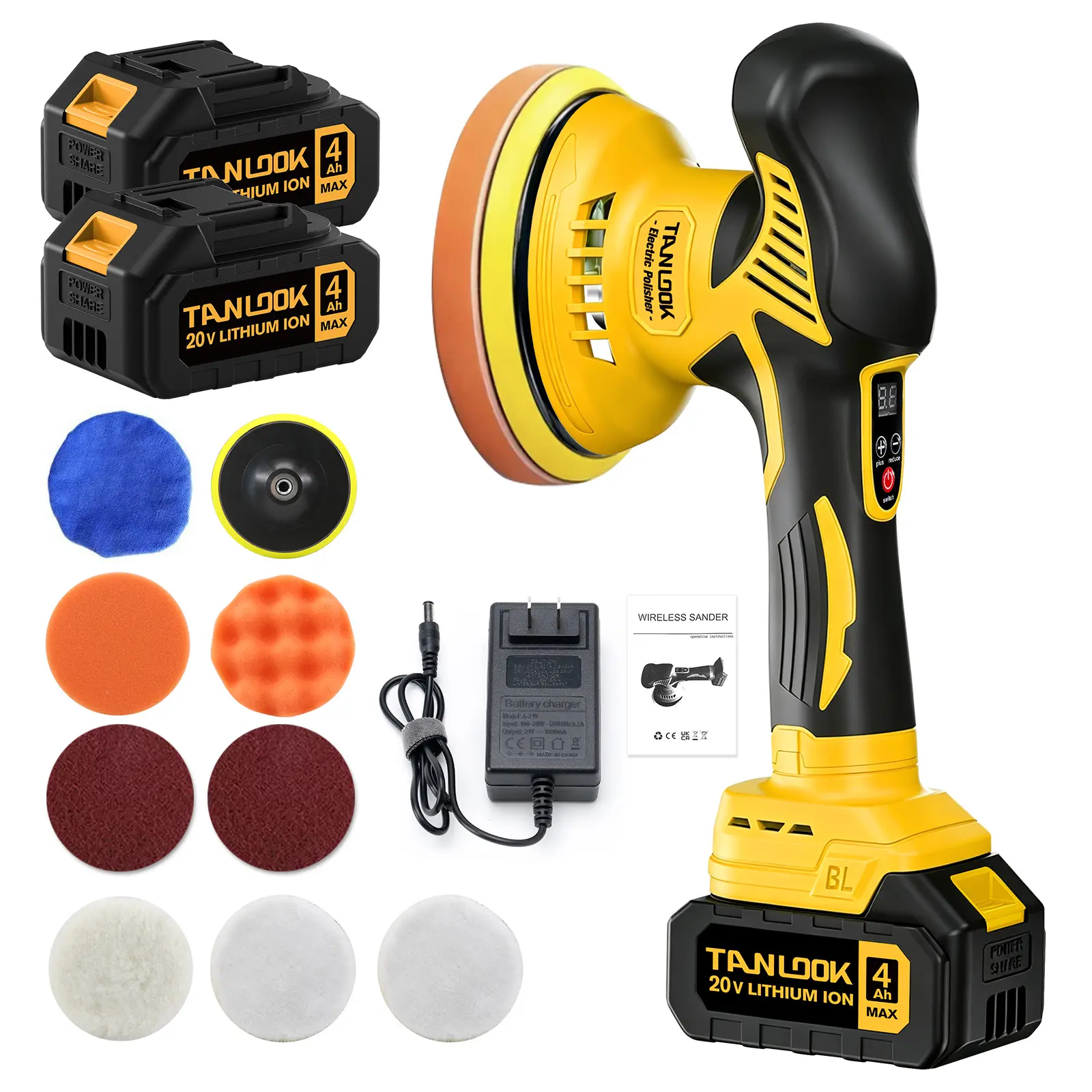 TANLOOK Portable Lithium Powered Auto Polishing Buffer Machine, Adjustable Speed Car Waxer for Car Detailing, Scratch Repair, RV, Motorcycle, Home DIY Polishing Projects fathersday gift