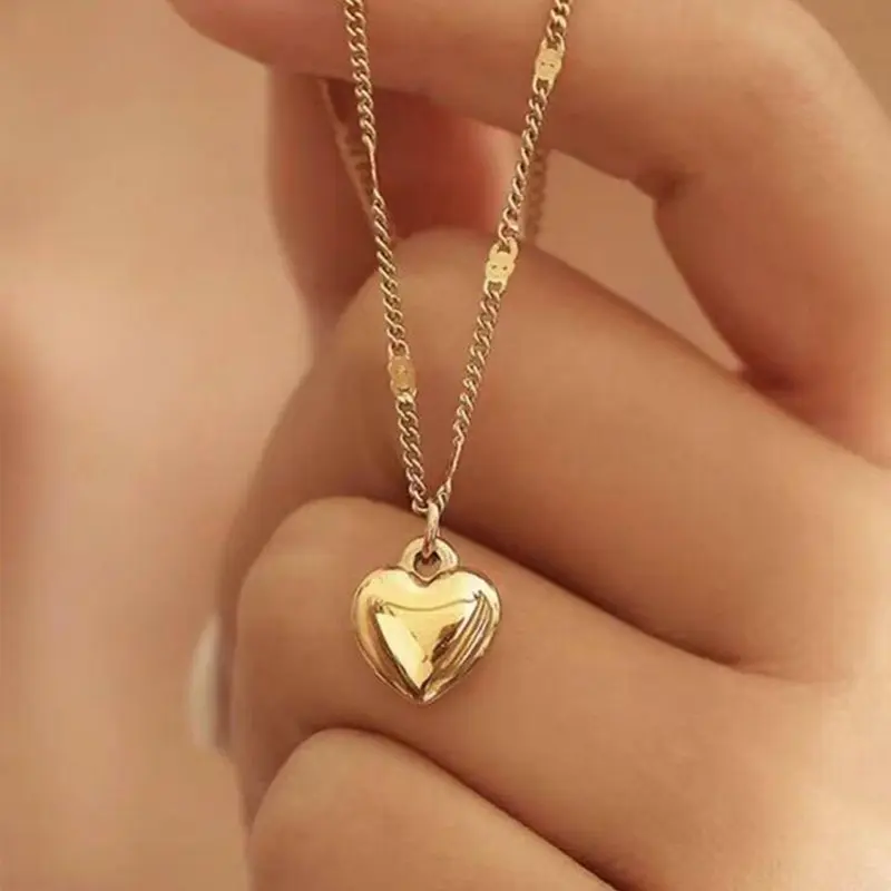 Heart Shaped Pendant Necklace for Women & Girls, Love Heart Necklace, Fashion Jewelry for Party, Daily Clothing Decor, Trendy All-match & Exquisite Jewelry for Birthday Gift, Valentine's Day, Gift
