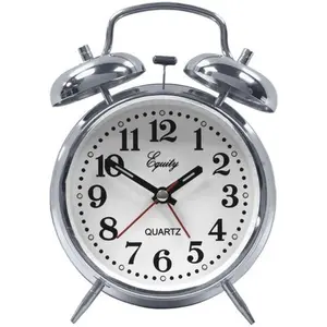 212 MAIN Equity Lacrosse Twin Bell Analog Alarm Clock - Analog Clock with Alarm Function, Home Decor Accent, Glass Face, Luminous Hands, Metal Construction, Quartz Movement