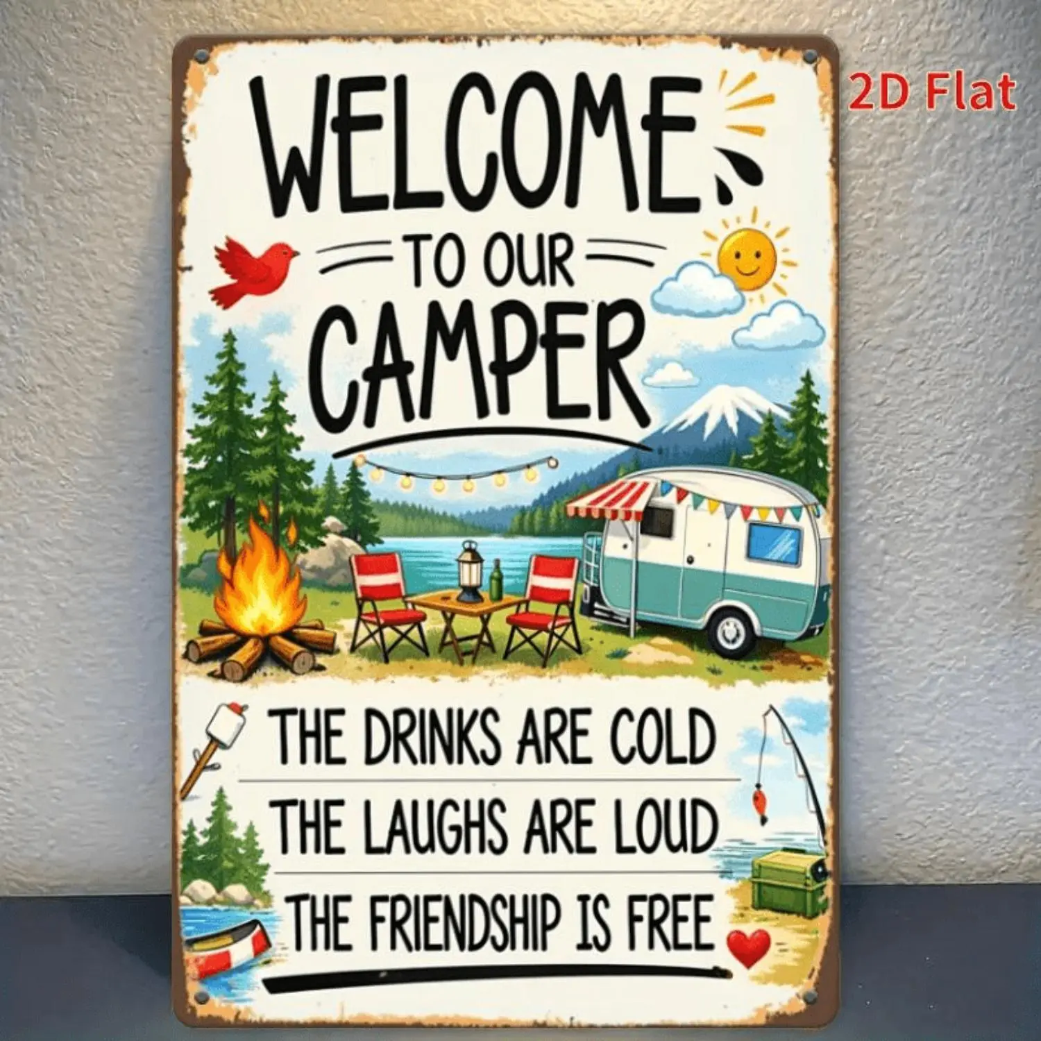 1pc 11.81x7.87inch- Camper Decor Sign, Welcome to Our Camper Decorative Signs Plaques, RV Camping Lake Wall Decor for Campers, 2D Flat