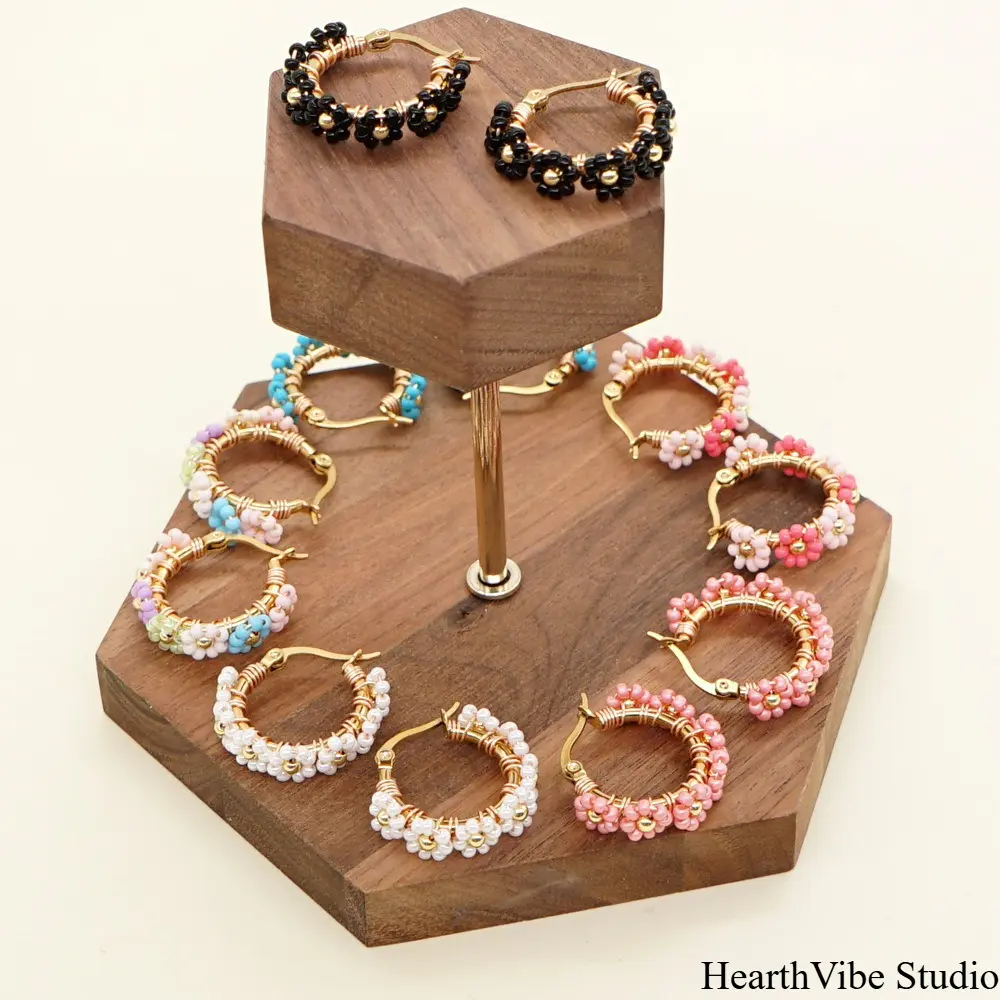 2026 New Arrivals: Unisex Bohemian-Style Multiple Colors Beaded Daisy Earrings, Minimalist Unique Jewelry for Unisex Wear & Sports Outdoor Accessory Use