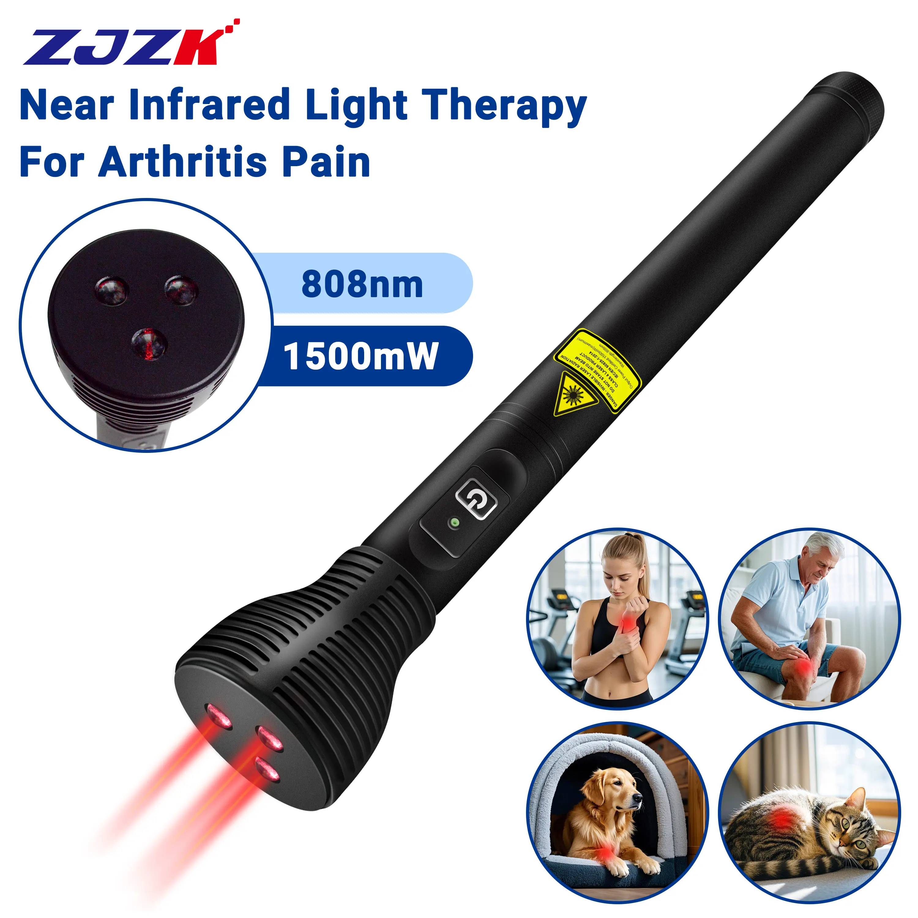 Class 3B 1500mW 808nm Cold Laser Therapy Pen for Pain Relief, Deep Penetrating Infrared Light, Acupuncture Point Stimulation, Auriculoterapia, Arthritis, Joint & Muscle Recovery, Wound Healing, Portable Home Use & Pets Care for Dogs, Cats, Horses