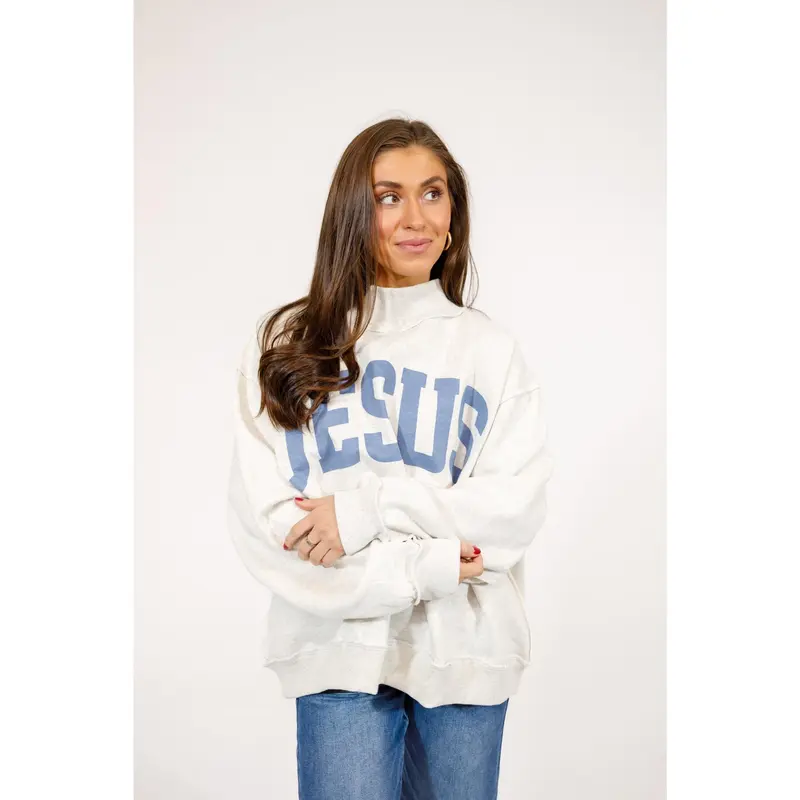 "JESUS & GOD IS GOOD" Reversible Mock Neck Sweatshirt