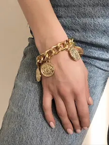 Women's Punk Style Alloy Material Hand Bracelet, Chunky Chain, Geometric Coin Design Jewelry Accessory, Perfect Gift for Lovers, Modern Trendy Fashion, All Season Wear
