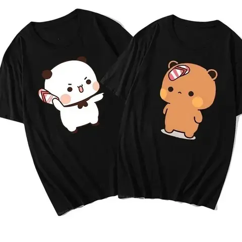 Unisex Casual Short-Sleeve Couple Gag Tee Set, Tease Bubu Graphic Playful Look Multi-Size Summer Sports Top (Sports & Outdoor Clothing)