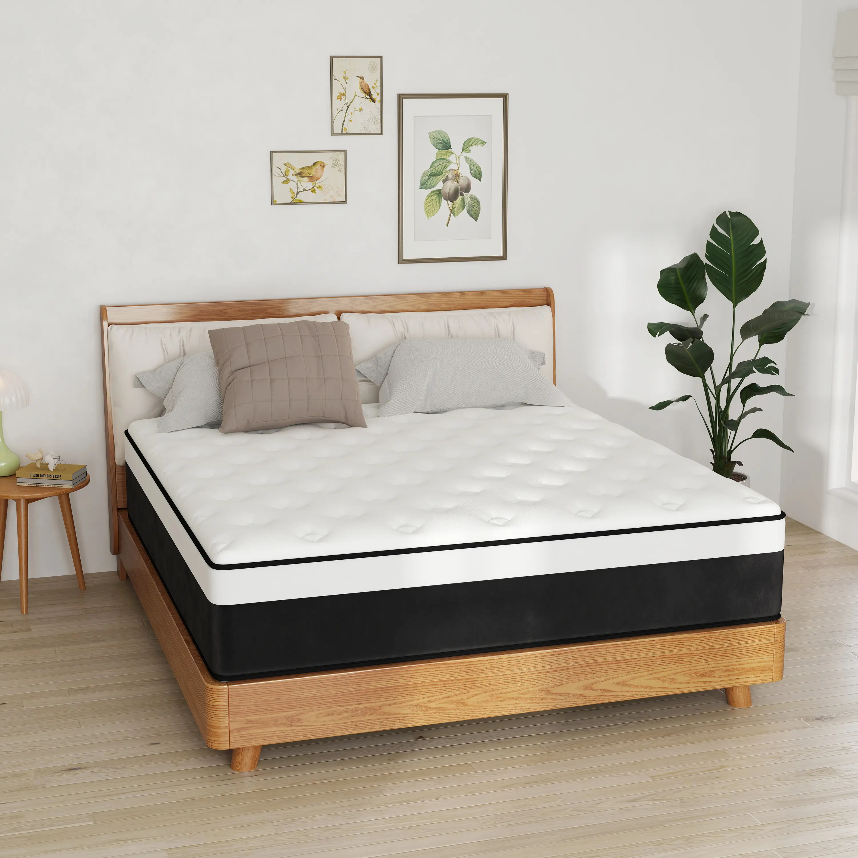 Hibrid mattress 12,14 Inch Queen Mattress King, Twin, Full Mattress, Equipped with Individually Wrapped Pocket Springs in a . Medium Firmness, Lumbar Support,Edge Reinforcement, Ergonomic Design, Fiberglass-Free,Suitable for Homes and Hotels gift box