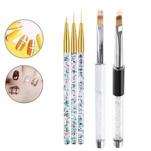 5 Pcs Nail Art Brushes Set DIY Manicure Tools Nail Ombre Brush Nail Art Painting Pen Brush Dotting Pen Clean Up Liner Nail Brush Beauty & Personal Care