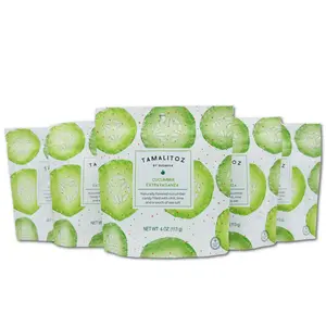 Tamalitoz Cucumber Extravaganza 5 Pack.  Contains 5-4oz pouches of Cucumber Packed Flavor ribbon candy pillows, with a mouth watering spicy kick.