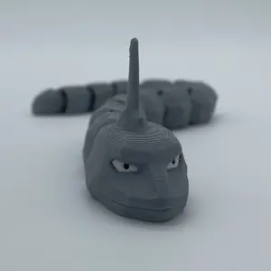 3D Printed Onix 9 Inch Toy Statue Flexible Articulated Fidget Hand Painted Snake