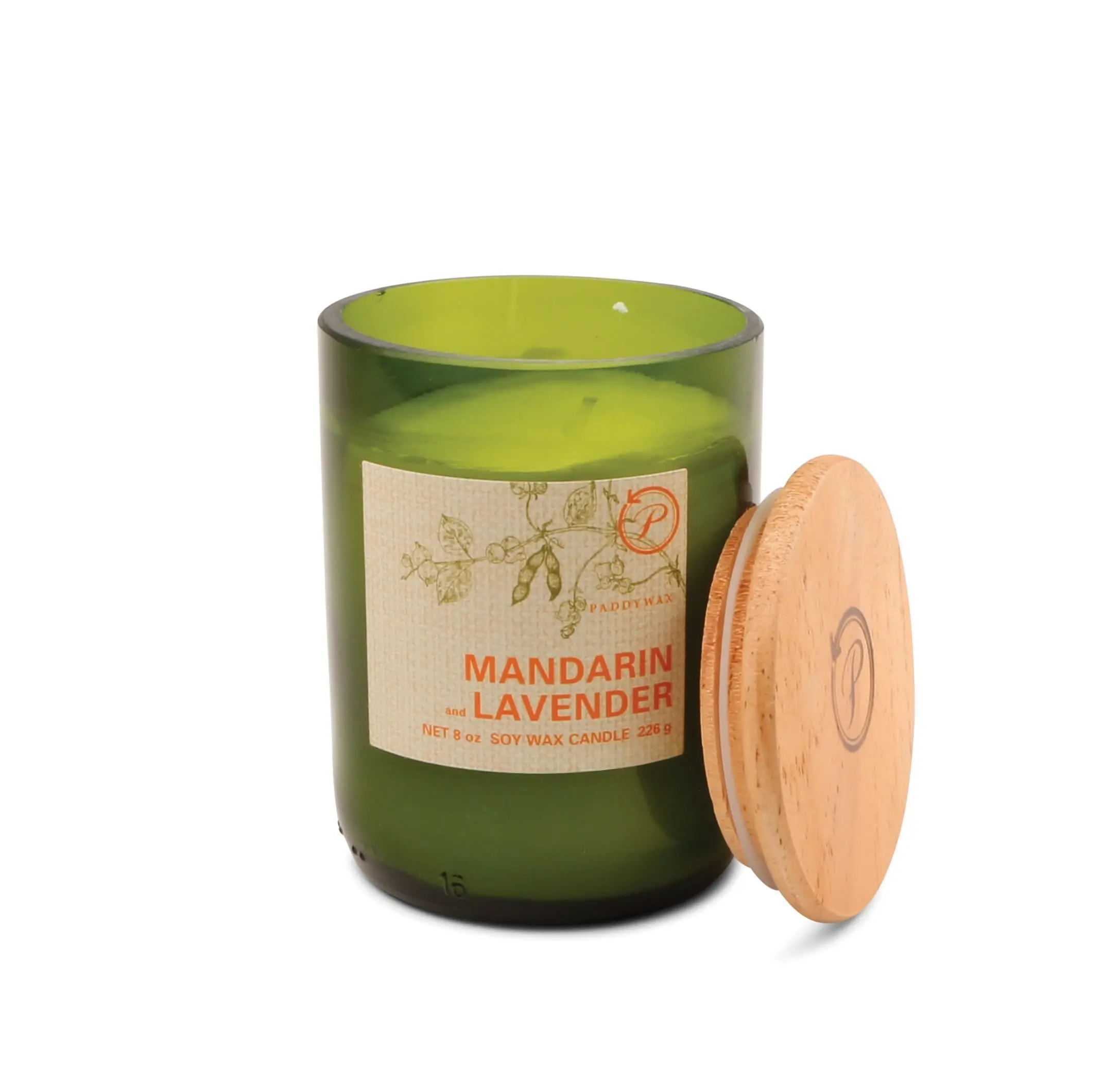 8 oz Glass Mandarin-Lavender Eco Candle with Lemon-Eucalyptus Notes - Home Decor Aroma Home Fragrance Supply, Lavender Scented