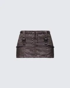 Hosea Brown Vegan Leather Micro Mini Skirt