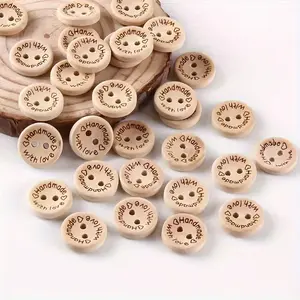 50pcs Handcrafted White Wooden Buttons for DIY Sweaters and Knitting Projects - Craft Supplies