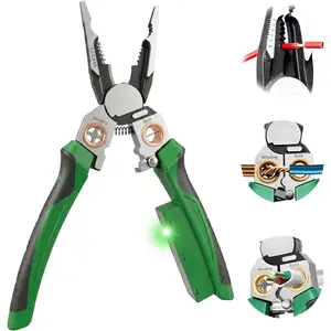 8-in-1 Wire Stripper with  Tester,Multi-function Electric Pliers,Professional Wire  & 12V-250V  Neutral Tester,Electrician Tools & DIY Tool (Green)