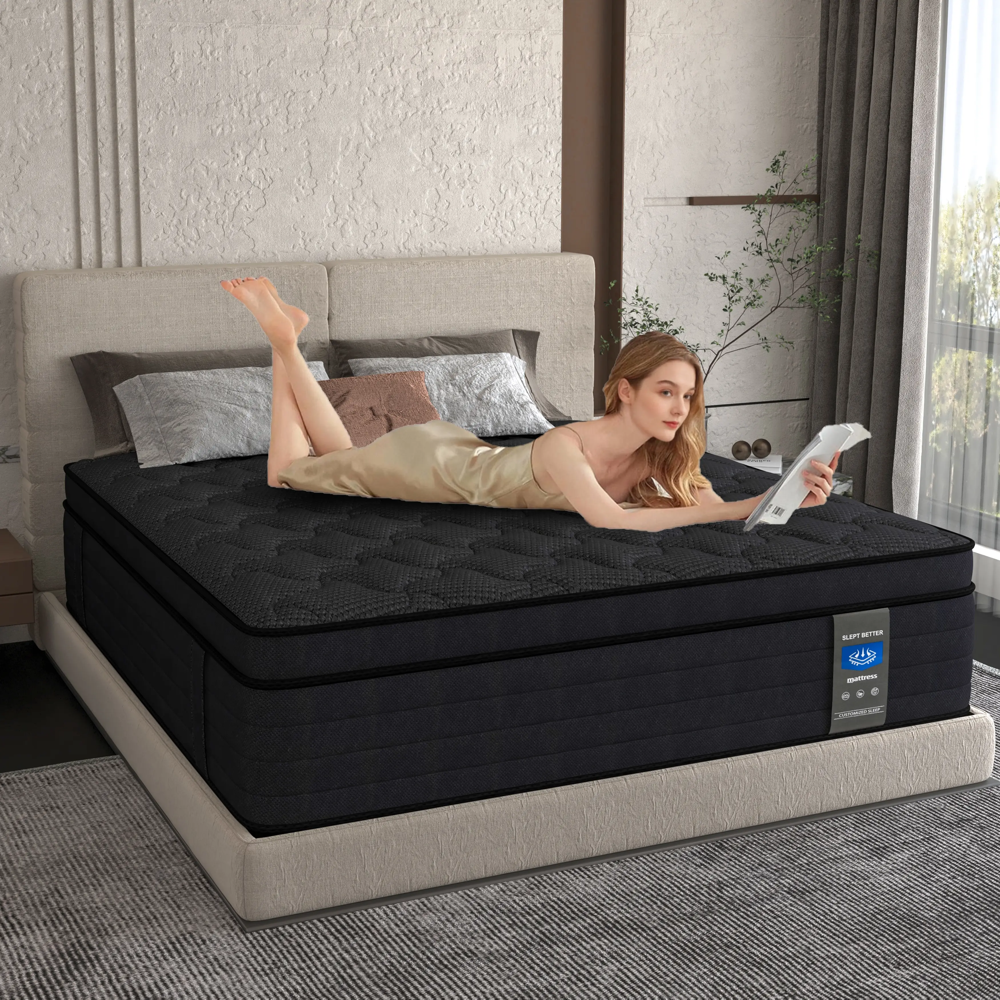 トップス rurumu: 2023ss lace bed JK mint Karisma Full Bed by Romina Furniture | 100% Solid Wood | GREENGUARD