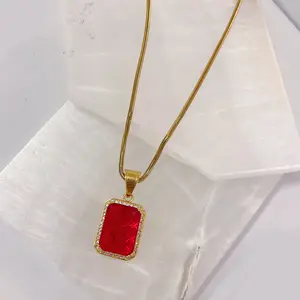 GOLD RUBY JEWEL MINI necklace