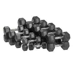 Ritkeep 10lb-45lb Six-sided Rubber Coated Hex Dumbbell rack Sets Weight Lifting Strength Training