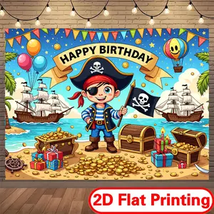 2D Flat Printing Polyester Banner Backdrop, Travel Theme Party Decorations Banners, Wall Hanging for Adventure Photo Shoots