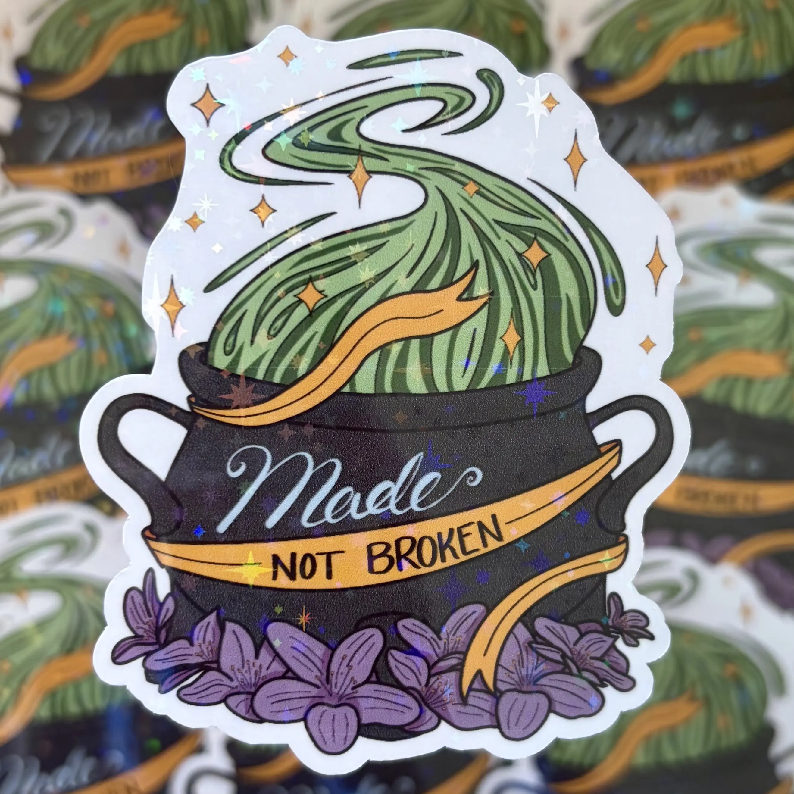 Made, Not Broken A Court of Thorns and Roses Cauldron Sticker | Fantasy Reader Sticker | BookTok Book Lover Decal | Witchy Aesthetic Kindle Laptop Sticker