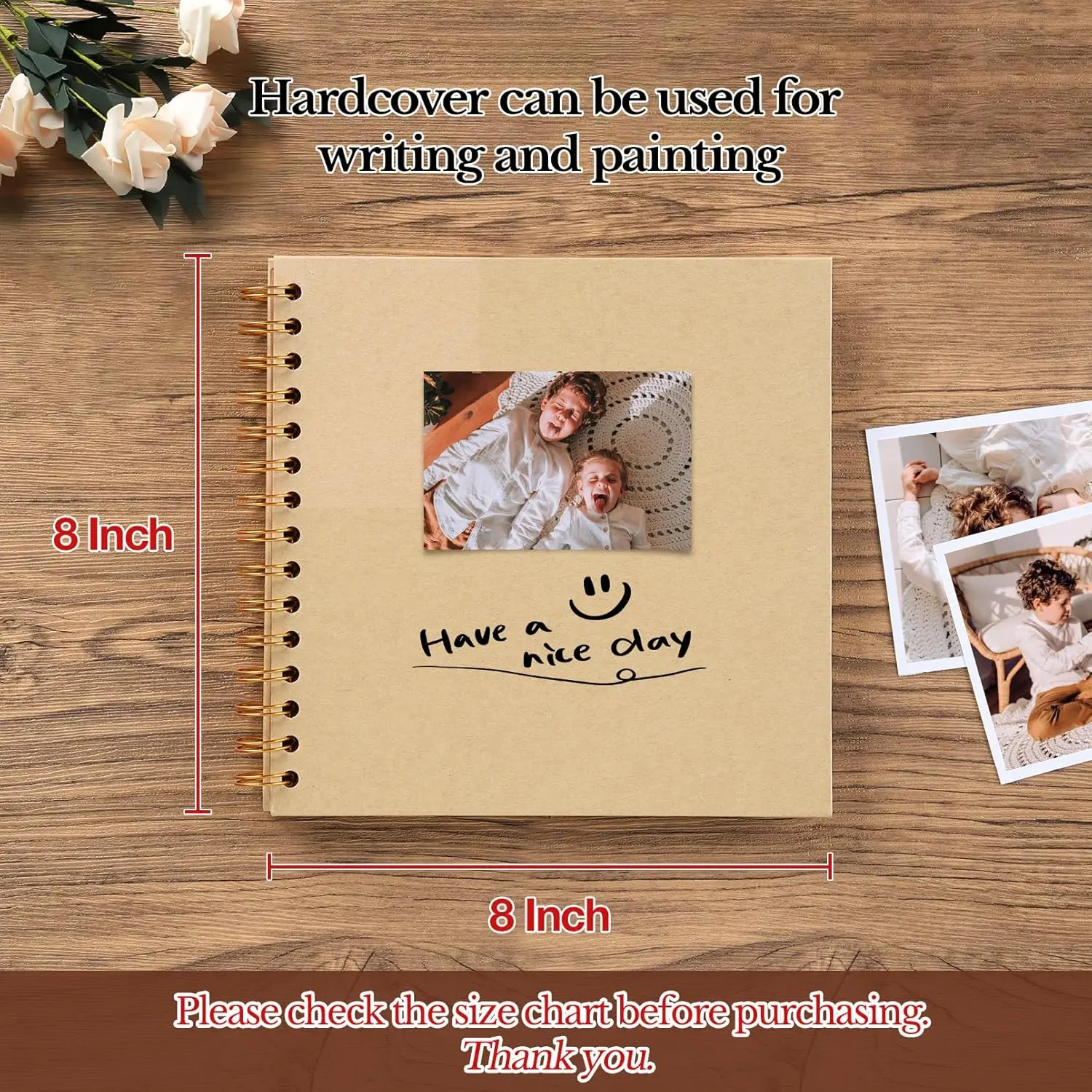 8 x 8 Inch DIY Scrapbook Album 40 Pages with Kraft Paper, Yellow | Thick Kraft Paper Scrap Book Photo Albums, Memory Book for Wedding, Anniversary, Baby, Family, Travel, DIY Projects sohochic