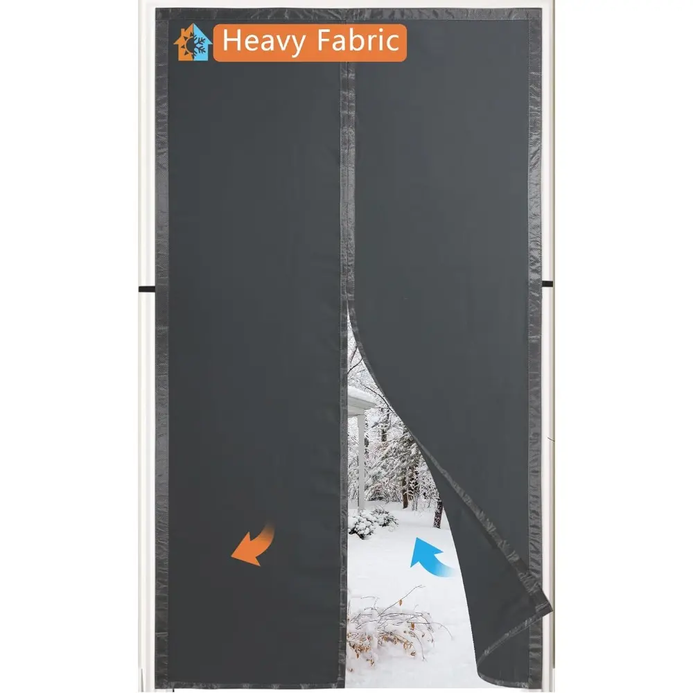 Magnetic Thermal Insulated Door Curtain, Thicker Layered Fabric Self Closing Door Curtains, Temporary Door Thermal Curtains Keep Warm Winter&Cool Summer, Privacy Barn Door Draft Stopper Cover