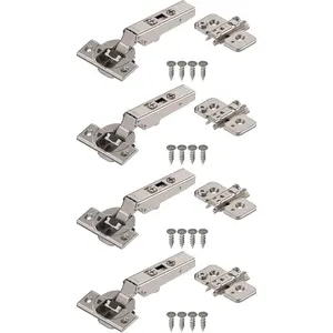 Blum Clip top BLUMOTION Hinge Kit (2 Kits), Full Overlay, 110° Opening Angle,, Soft Close Euro-Style Hinges with Clip Mounting for Frameless Cabinets