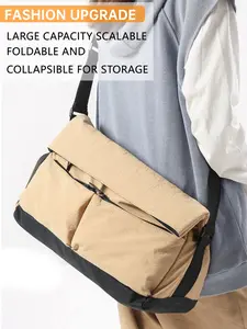 1pc Men's single shoulder tote bag, solid color crossbody bag, zipper closure, simple, fashionable, casual, versatile, suitable for daily work, commuting, students, school, shopping, short distance travel, men's single shoulder tote bag