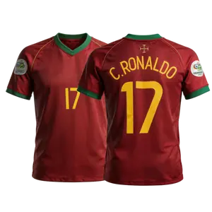 2006 Retro Home Red No.17 Short Sleeved Soccer Jersey Fan Version Top