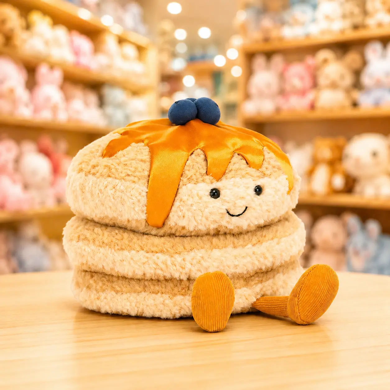 Jellycat Kawaii Pancake Plush with Smiling Face, Soft Breakfast Food Stuffed Animal, Cute Bedroom Decor and Birthday Gift