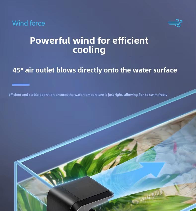 Aquarium Cooling Fan Adjustable Wind Speed Effectively Reduce Water Temperature Prevent Fish Heat Stress Perfect For Household Small Medium Fish Tank Fresh Salt Water Breeding Use