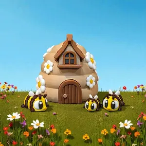 Bee Happy Hive - 3D Printed Bee Home and Storage Set with 3 Bees for Kids' Play and Decor
