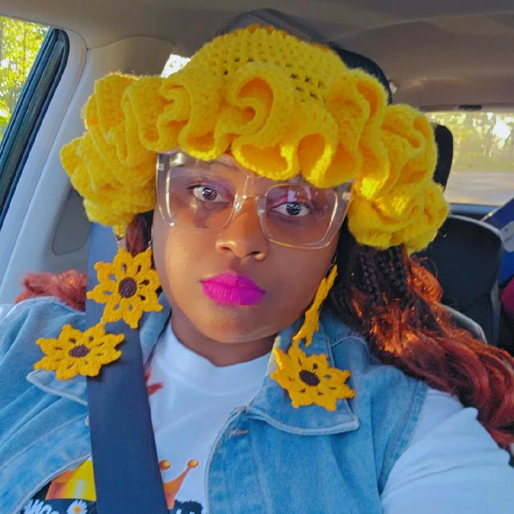 Sunflower power crochet earrings