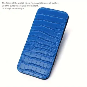 1pc Men's Long Crocodile Print Money Clip, Multi-card Slots PU Leather Card Case, Travel Document Organization Solid Color Wallet