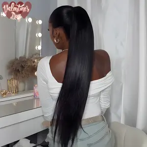 Frodio 100% Human Hair Natural Black Straight Ponytail Hairstyle Extension Ponypop Ponytail Wrap Around Ponytail - Destiny TikTokShopBlackFriday