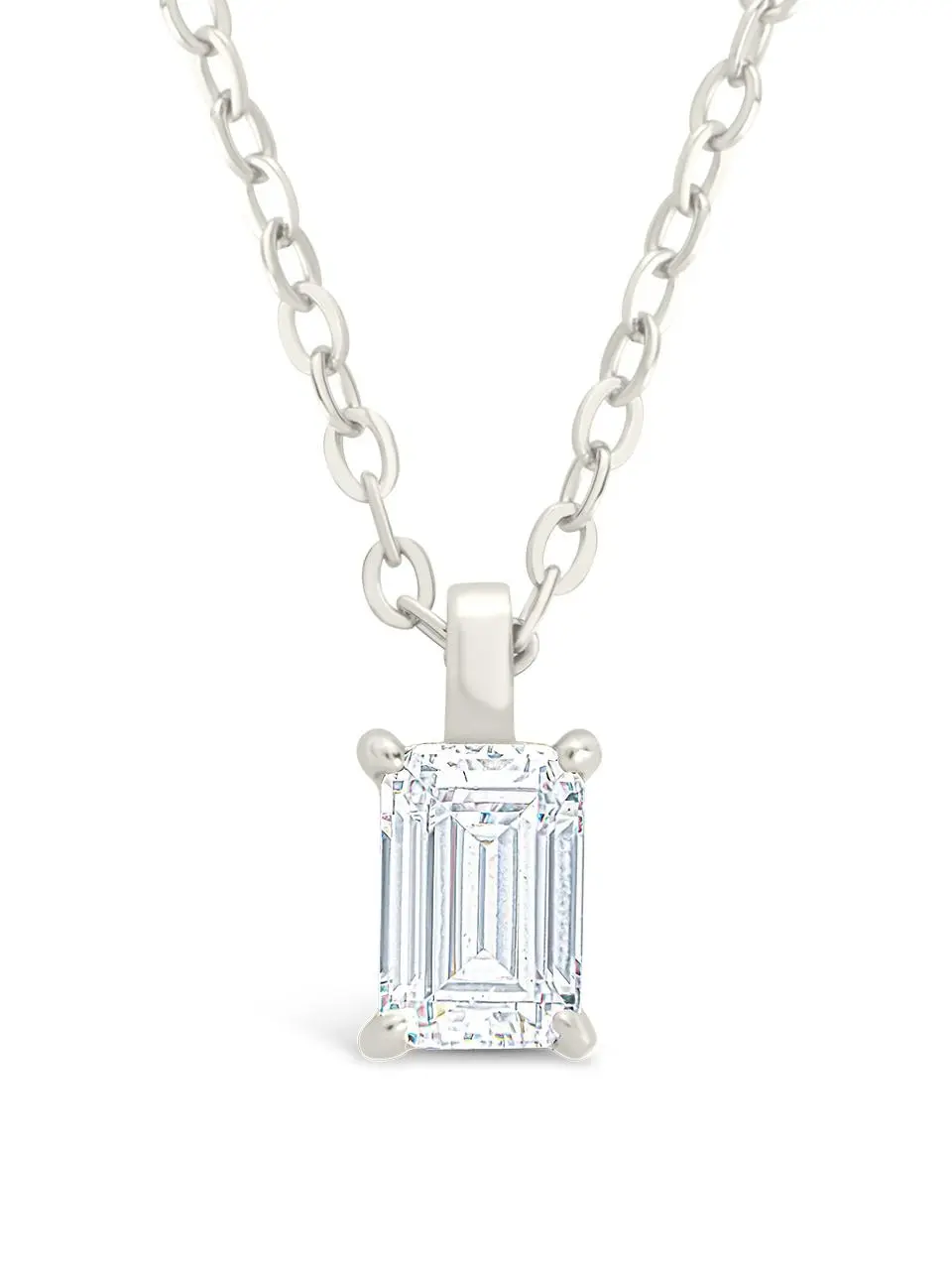 Sterling Silver Emerald Prong Set Pendant