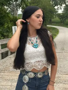 Faux Turquoise Squash Blossom and Earring Set - 18 inch necklace