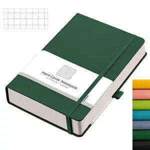 Graph Paper Notebook - 320 Pages Grid Notebook Thick Journal A5, 100gsm Thick Graph Paper, Leather Hardcover, Inner Pocket,5.75'' × 8.38''- Green
